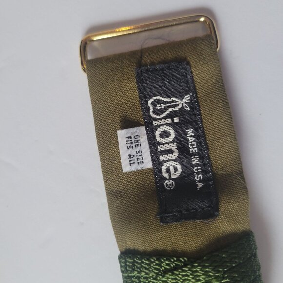 Vintage Ione Womens Braided Green Belt With Metal Buckle & Hook Loop Closure - Picture 6 of 6